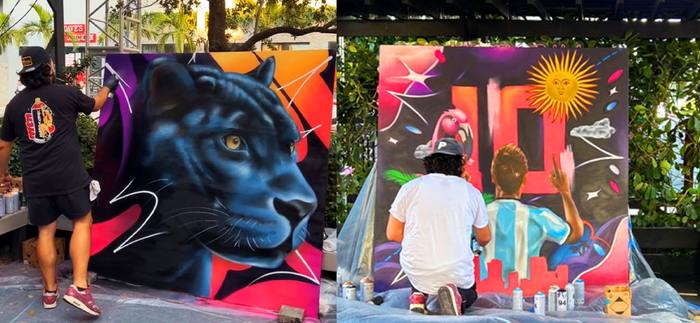 DREPS live painting a mural at a Stanley 1913 brand activation